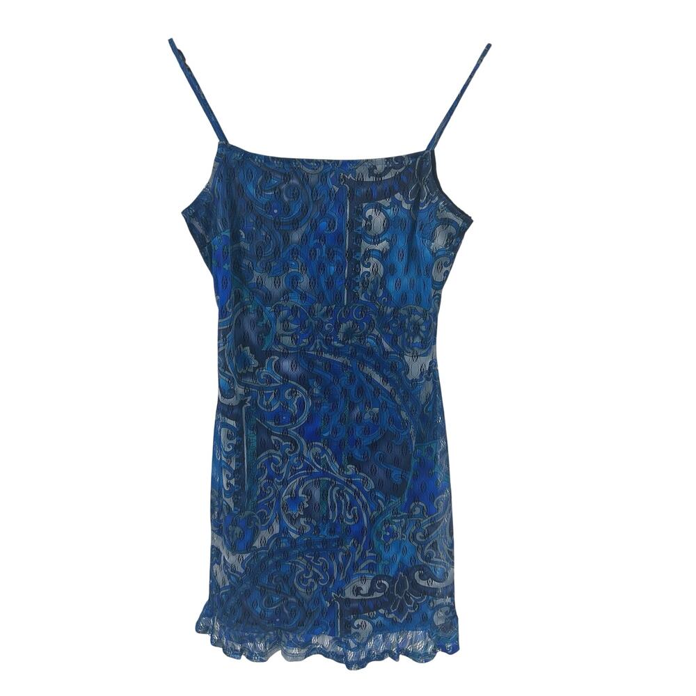 Vintage Womens Mini Dress California Concepts Size XS Blue 90s Y2K Abstract